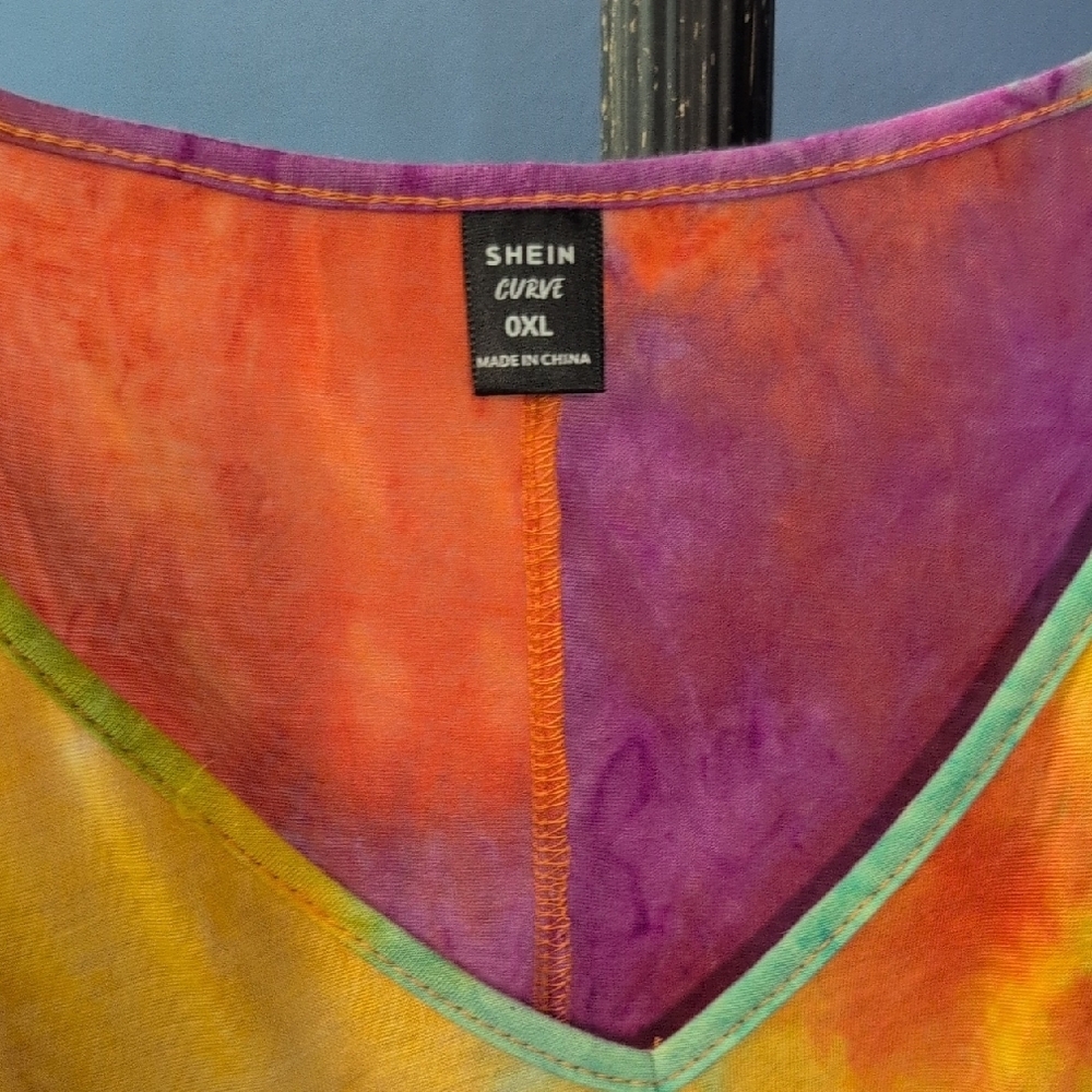 SHEIN Yellow Orange Tie Front Relaxed T-Shirt - Picture 2 of 7